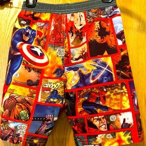 Marvel Heroes Capt America comic superhero size 4 swim trunks boy’s bathing suit